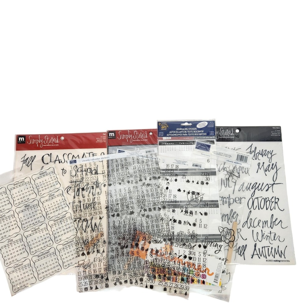 Calendar Scrapbook Stickers Lot Making Memories Simply Stated Seasons School